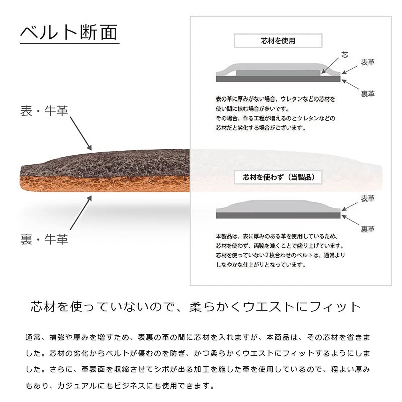 Ikenohata Silver Leather Shop OT-015 Himeji Leather, Stepless Adjustment, Men's