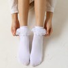 SRYL Women Lace Ruffle Frilly Socks (White-1 Pairs_Double Lace)
