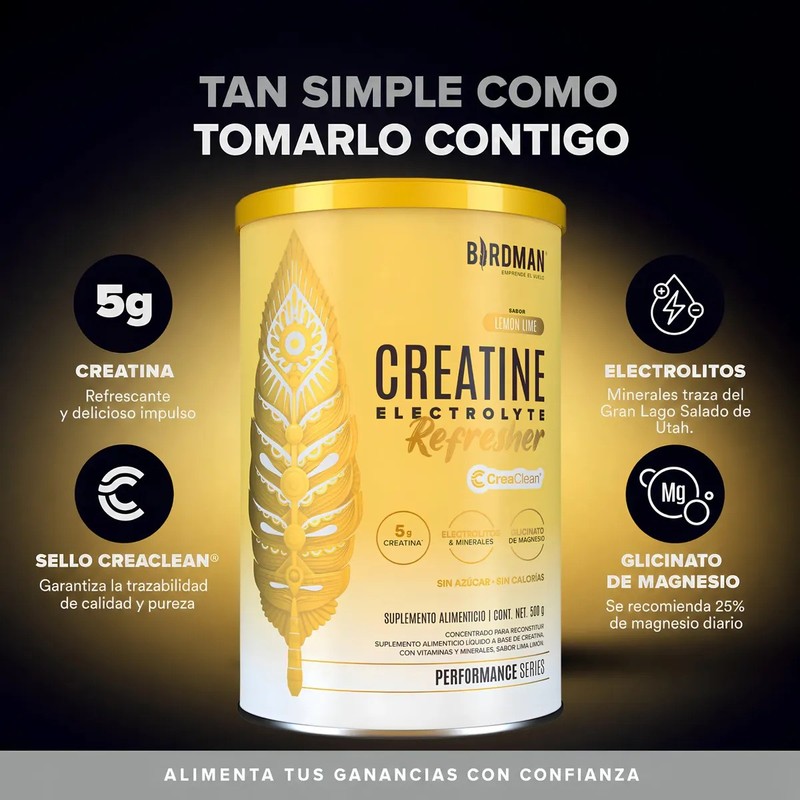 Birdman Creatina Refresher Con Electrolitos 500g Lima Limón
