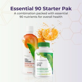 Youngevity Essential 90 Pak - Ultimate All-in-One Multivitamin Combo - Ultimate Tangy Tangerine + Ultimate EFA - 90 Essential Vitamins, Minerals, Amino Acids, Fatty Acids (30 Servings)