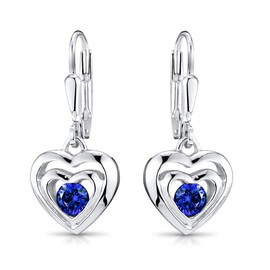 MATERIA by Matthias Wagner Heart Earrings 925 Silver with Zirconia for Girls Rhodium-Plated, Rhodium-plated, tarnish protection, Cubic Zirconia