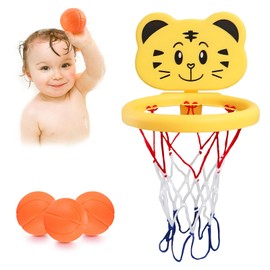 virkwuy Kinder Badewanne Basketball Korb, Pool Spielzeug Basketball Korb, Toomies Badespielzeug Basketball Hoop, Geeignet für Bäder, Kinderzimmer, Wohnzimmer und Andere Glatte Oberflächen (Tiger)