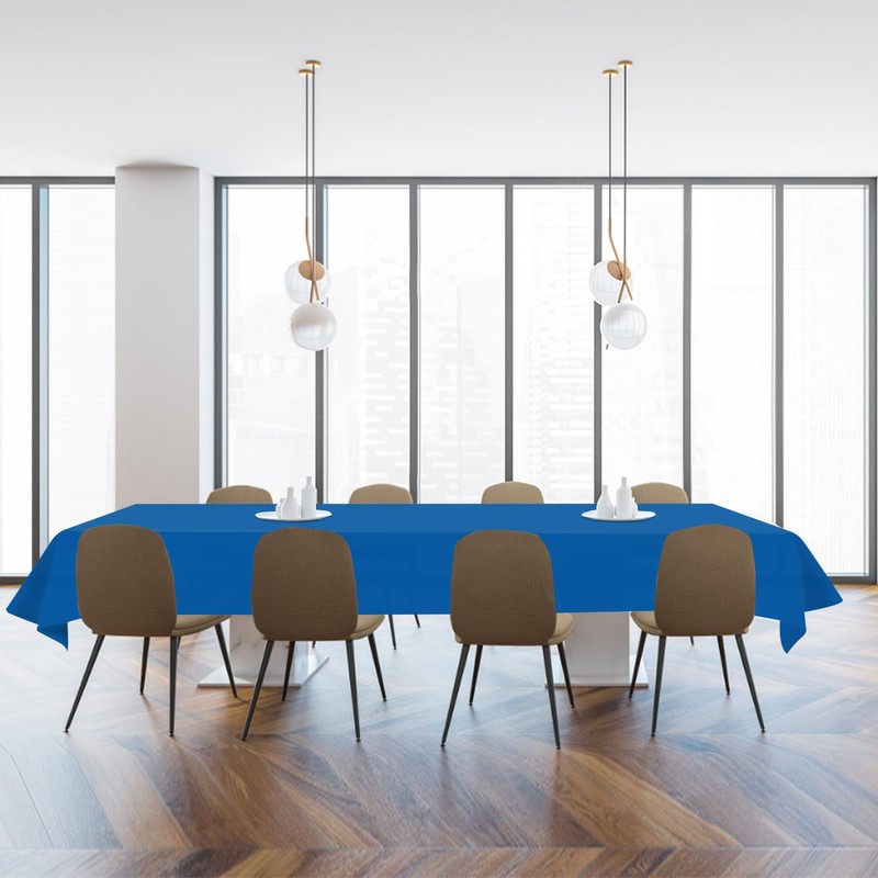 YSYJ 3 Pack Royal Blue Plastic Tablecloth Disposable Rectangular Table