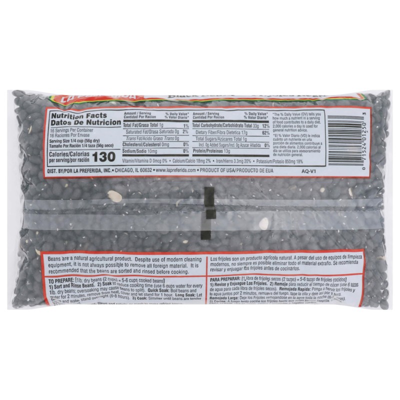 La Preferida Black Beans, Dry, 16 oz (Pack of 3)
