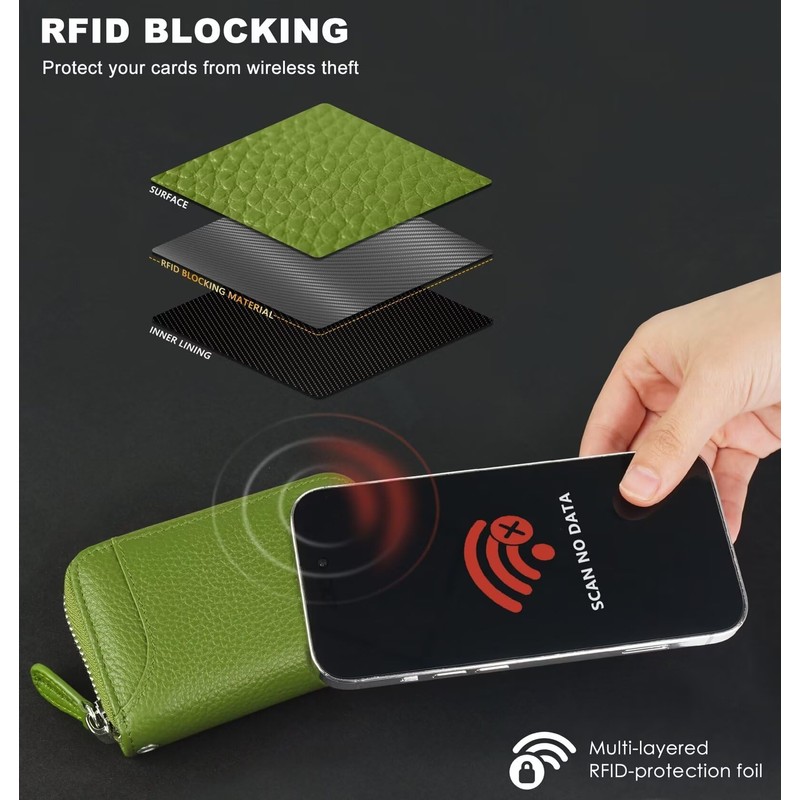GADIEMKENSD Credit Card Holder RFID Protection Leather Wallet 14 Compartments