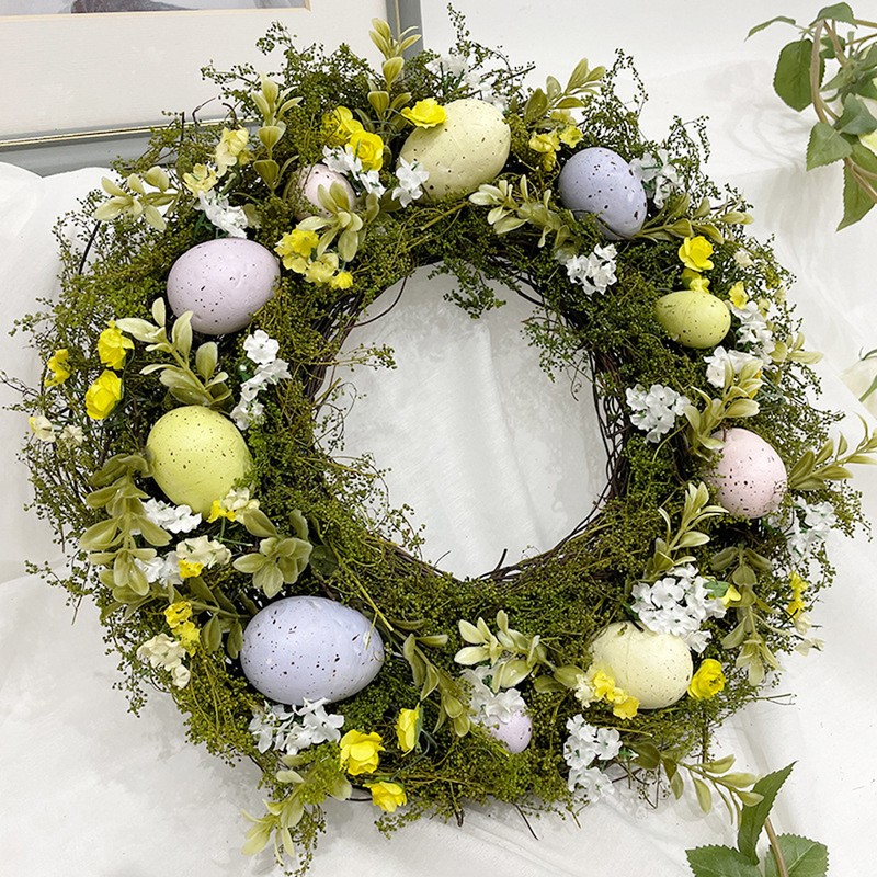 Simulation Easter Egg Wreath with Handmade Natural Plant Easter Decorations