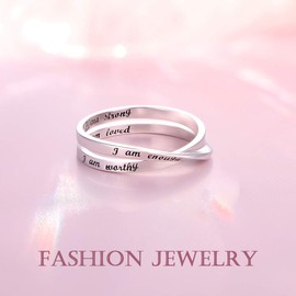 925 Sterling Silver Inspirational Ring I am Enough Rings for Women Girls Size 11