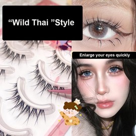 Fake Eyelashes False Eye Lashes Daily Strip Cross Clear Thin Band 7-14mm Comic Manga Anime Natural Curl Lashes Cosplay Lash for Wedding Party Work Natural Look Eye Makeup 5 Pairs LASGOOS MJ09