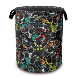 Laundry Hamper,Monster Truck Laundry Basket,Waterproof Oxford Cloth Storage Basket with Handle for Clothes Books Nursery Home Storage Sundries 16"x20"
