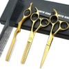 5.5 Inches Hair Cutting Scissors Set with Razor Combs Lether