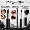 3PCS Black Lipstick Lipliner Lip Gloss Set for Halloween Makeup