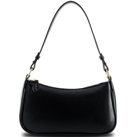 Crescent Shoulder Bag for Women Trendy Crossbody Purse Vegan Leather Clutch Handbag with 2 Removable Straps (black)