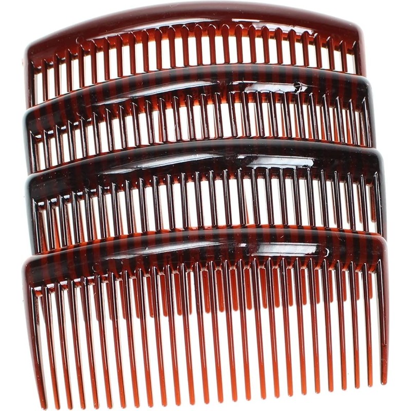 4 Pack 9cm Tort Brown Hair Side Combs Slides Grips
