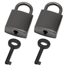 Waziaqoc 2Pcs Mini Padlocks, Square Black Padlock with Keys Metal Decorative Locks for Jewelry Box Storage Box Diary Mini Bags