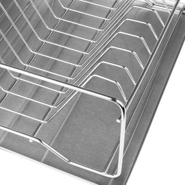 GPCT Stainless Steel Dish Rack & Removable Drain Board. Keeps Utensils, Dishes, Bowls, Spoons, Forks & Knifes Dry & Organized! 12 Dish Slots, Side Cup Slot, Tray, Cutlery Dish Drainer- EASY ASSEMBLY
