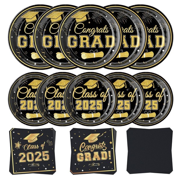 JIEFULL 200 Pcs Graduation Plates and Napkins Sets, Class of