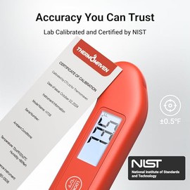 Termómetro profesional de carne digital, precisión certificada NIST de ± 0.5 ℉, termómetro de lectura instantánea para cocinar a la parrilla, totalmen