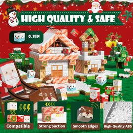 Uuoeebb 100 Pcs Magnetic Building Blocks - Build Mine World Set with Christmas Snow Magnetic Tiles, Magnet Building Cubes for Kids 3+, Construction Montessori Toys Game for Kids Ages 3 4 5 6 7 8