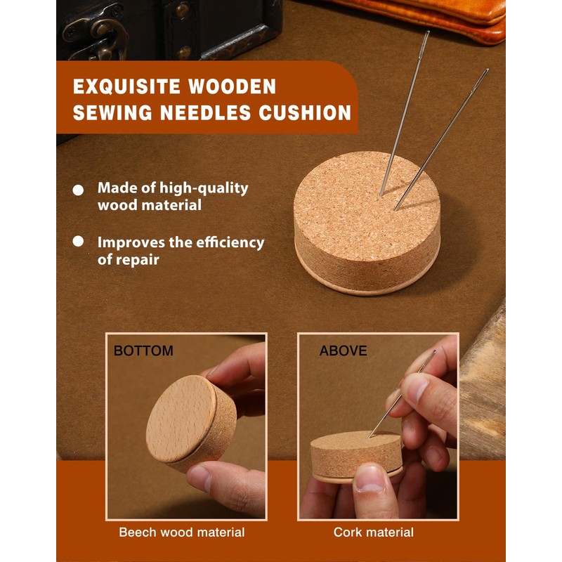 FOUSNOW 36 Pcs Heavy Duty Sewing Needles Kit, Curved Sewing