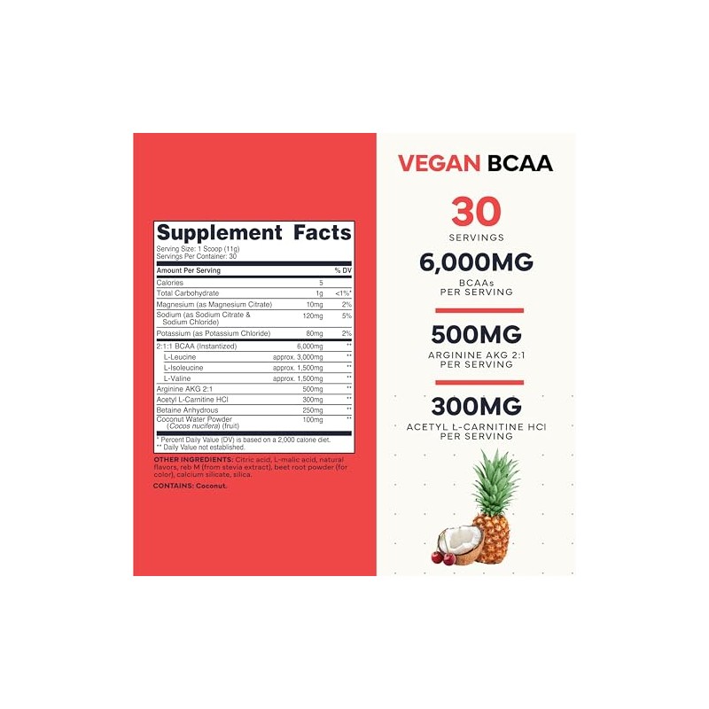 Type Zero- Polvo BCAA Vegano Ultra Limpio Electrolitos (Punzón Hawaiano