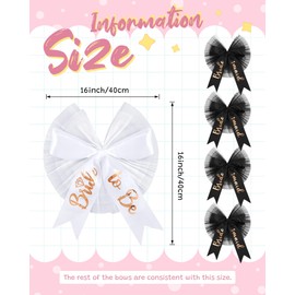 Kolldenn 5 Pcs Bikini Veils Bow Booty Veil Bachelorette Party Decorations Include 1 White Bride to Be Tulle 4 Black Bridesmaids Tulle for Wedding Bridal Shower Party Summer Pool Swimsuit Outfit