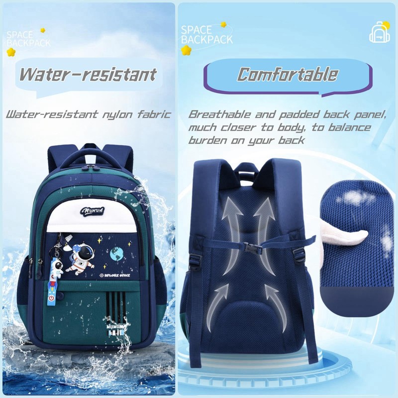 Space Childrens Backpacks for Boys, Multi-Pocket Astronaut Boys School Bags