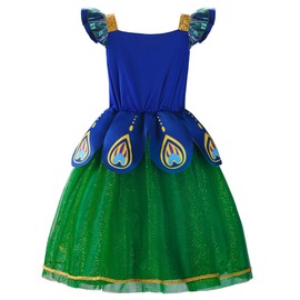ReliBeauty Peacock Costume Children's Girls Carnival Costume Children's Peacock 110