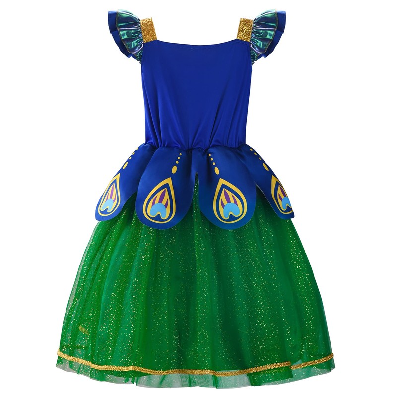 ReliBeauty Peacock Costume Children's Girls Carnival Costume Children's Peacock 110