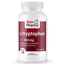 ZeinPharma L-Tryptophan 500 mg – 180 Vegan Capsules – Made from Vegetable Fermentation – Natural, Laboratory Tested, Vegan, High Dose & Produced in Germany