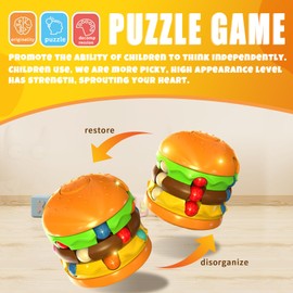Magic Bean Rotating Cube - Burger Creative Fidget Spinner Magic Cube Decompression Toys Fingertip Magic Cube，Gift for Kids age 3 Above Easter Christmas Birthday New Year