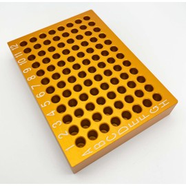 96 Well Aluminum Cooling Block, PCR Plate Cooler for 0.2ml PCR Test Tube, Micro Centrifuge Tubes, 8 x 12 Array, Golden