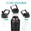 Konokyo 22oz Stainless Steel Bottles with 3 Lids Sport Insulated