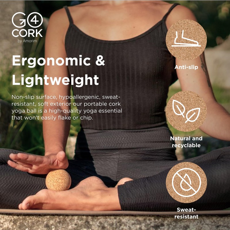 Go4Cork Cork Yoga Massage Ball,Cork Yoga Sphere,Therapy Ball,Relieve Stress, Pain