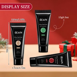 BQAN Poly Nail Gel Kit - 6 Shades Poly Gel for Long-Lasting Nail Extensions | 15ml Each | Salon-Quality DIY & Home Use | Low Odor (Christmas 01, 0.5 Fl Oz (Pack of 6))