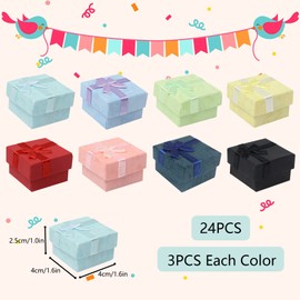 Qaziuy 24Pcs Jewellery Ring Gift Box, Small Gift Boxes with Lids Square Jewellery Display Boxes with Bow-Knot,Cardboard Boxes for Jewelry Rings, Small Watches, Necklaces Display