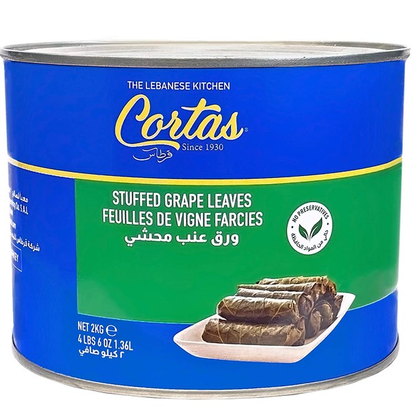 Cortas - Stuffed Grape Leaves, 4.4 Lb (2 kg) - 75 pieces | Premium, Large (70 oz)