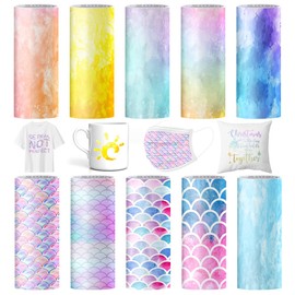 Infusible Transfer Ink Sheets for Cricut Joy 10 Colour Tie Dye Infusible Ink Film 11.5 x 30.5 cm Sublimation Paper Sublimation Ink Sheet for Heat Press Machine for DIY T-Shirt, Cup, Canvas Tote