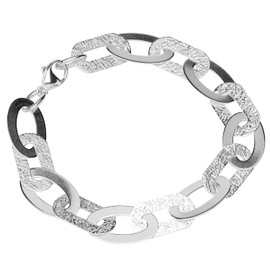 NKlaus Luna 12828 Women's Anchor Chain Bracelet 925 Sterling Silver 22 cm Patterned, 22 inches, Sterling Silver