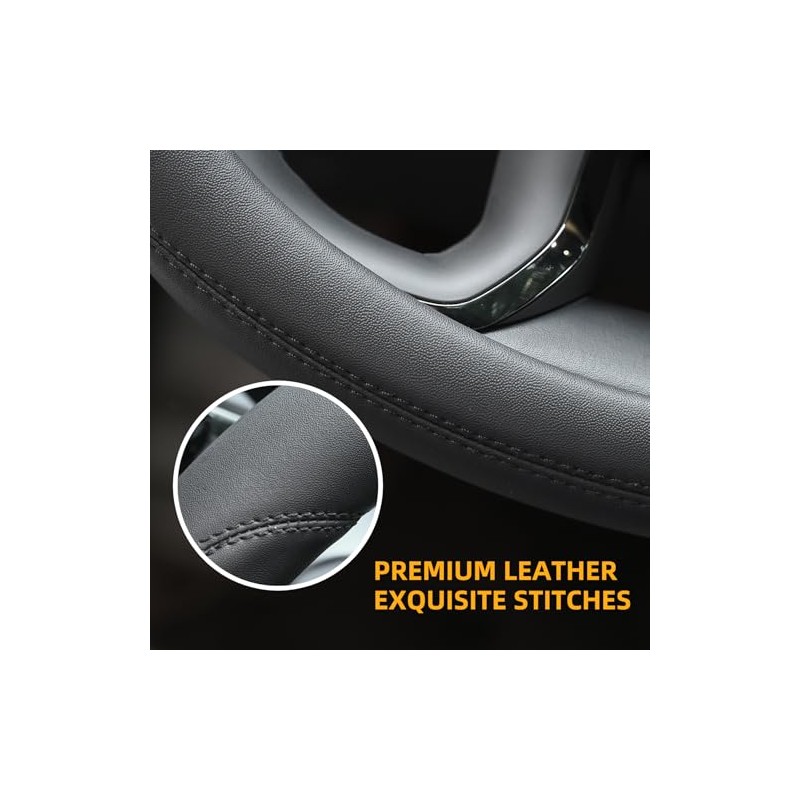 Valleycomfy Microfiber Leather Steering Wheel Cover Large-Size for F150 F250