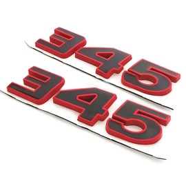 Pair Set 345 Passenger & Driver Side Emblems 3D Badge Sticker Nameplates (Red Black)