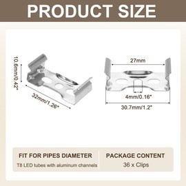 MECCANIXITY T8 Clips Bracket Hanger Fluorescent Tube T8 LED Bulb Holder Clamps Light Fixture Replacement for LED Integrated Lighting, Flat Pack of 36