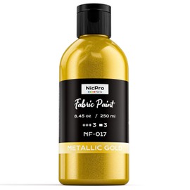 Nicpro - Pintura de tela dorada permanente, 8.4 onzas (250 ml), para ropa, zapatos, piel, jeans, bolsas, lona y tapicería de muebles