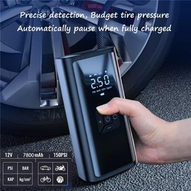 Car Tire Air Pump Portable | Wireless Auto Pump for Car Tires with Lights,Efficient Air Pump for Car Tires, Compact Auto Pump, Quick Inflation Air Pump