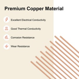 M METERXITY 10-Pack Copper Round Rod 0.8mm Dia. 11.81 Inch Length T2 Stock Solid Copper Rod Lathe Bar for Metal Crafts DIY/Gardening/Industry/Decoration Pure Tube