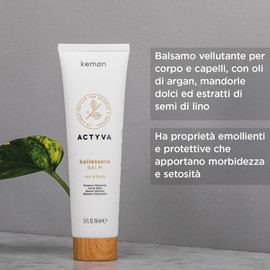 Kemon - Actyva Bellessere Balm, Hair and Body Balm with Soothing and Protective Effect with Argan, Sweet Almond and Linseed Oils, 150 ml