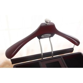 Oakestry Wooden Mahogany Finish Suit Valet Stand with Detachable Hanger Mirror Tray Storage Drawer Trouser Bar Tie Organizer for Bedroom, Closet or Office