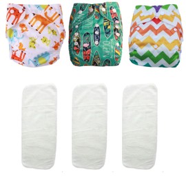 Catwald Pañales Ecológicos de Tela para bebes Niños y Niñas en paquetes de 3 Pañales con 3 insertos de Carbono de 4 Capas ultraabsorbente (UNISEX2)