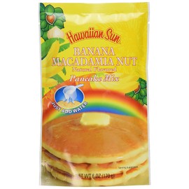 Pancake Mix, 6 Ounce Bag by Hawaiian Sun (Banana Macadamia Nut, 12 Packs)