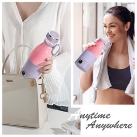 MIAOKE Tragbarer Mixer, 6 Klingen, Entsafterbecher für Saft-Shakes und Smoothies, 350 ml, Mini-Mixer mit LED-Display, wiederaufladbar, 3000 mAh Akku, für Zuhause, Sport, Outdoor, Reisen, Lila