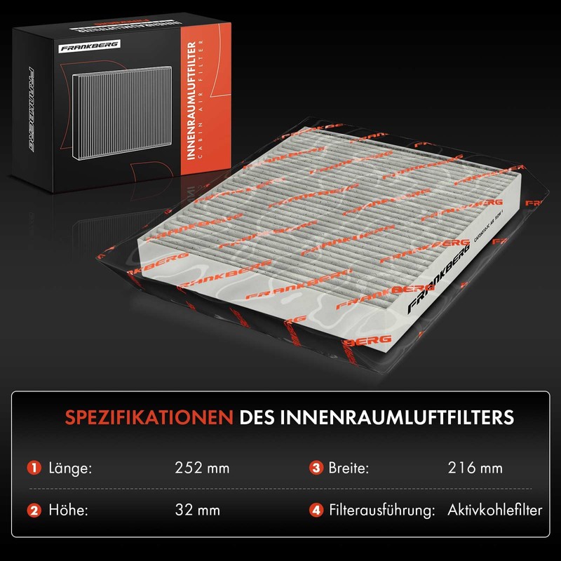 Frankberg 2x Cabin Air Filter Pollen Filter with Activated Carbon